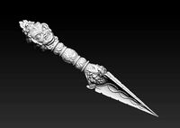 Psychic 2 Faced Dagger Or Phurba Knife From The Shadow - - Full Scale Prop With Stand By Fluxaxiom 3D Model 142_x_200_jpg