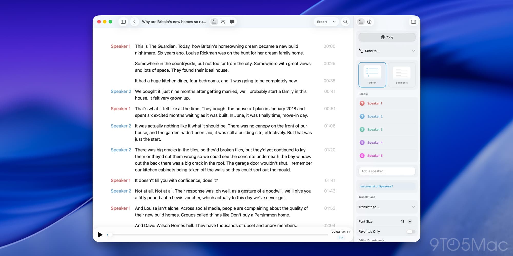 MacWhisper 14 launches with a new transcript editor, faster performance, more