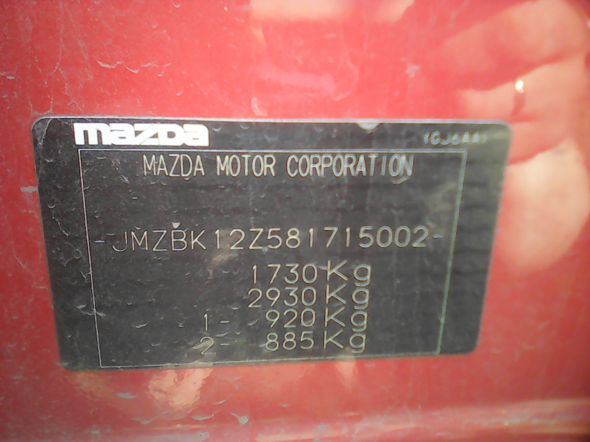 mazda vin code