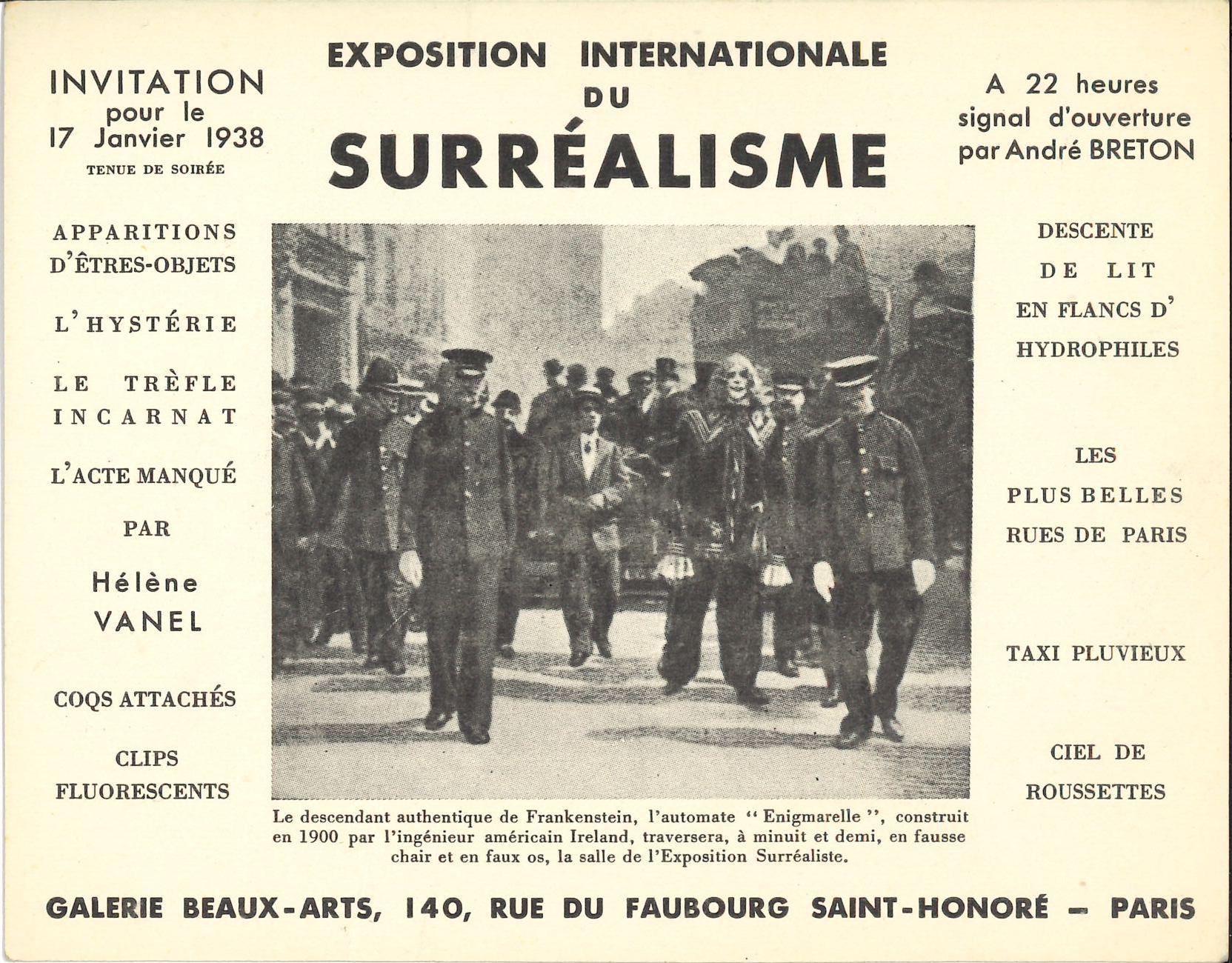 Exposition Internationale Du Surrealisme Galerie Beaux Arts Paris 1938 Ada Invitations