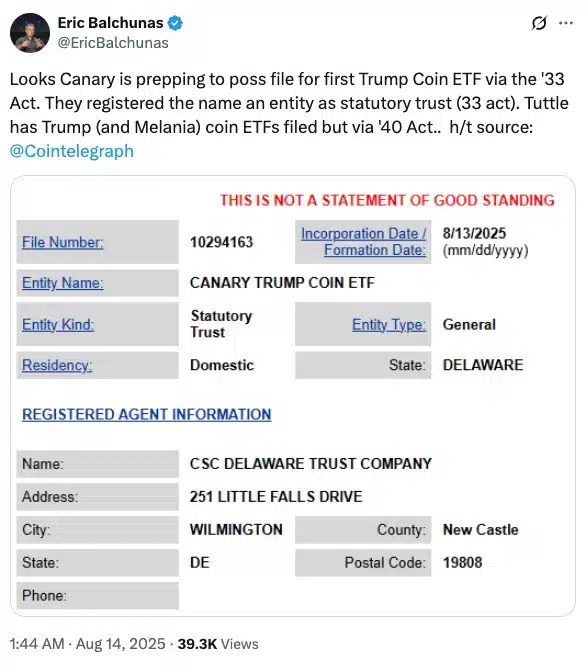 Eric Balchunas on Trump Coin ETF
