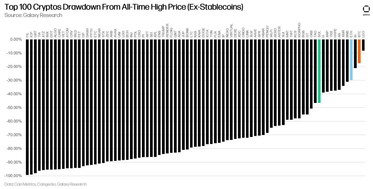 Top 100 crypto performance