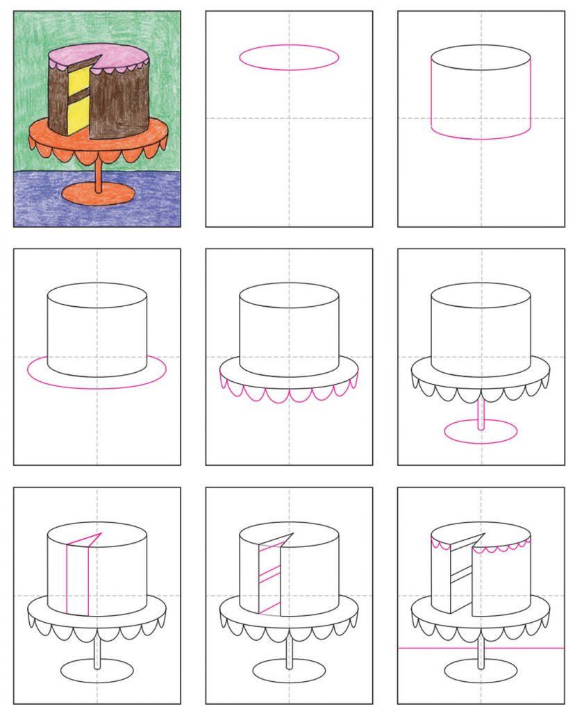 Top 32+ Wallpapers how to draw a cake with a slice missing Excellent