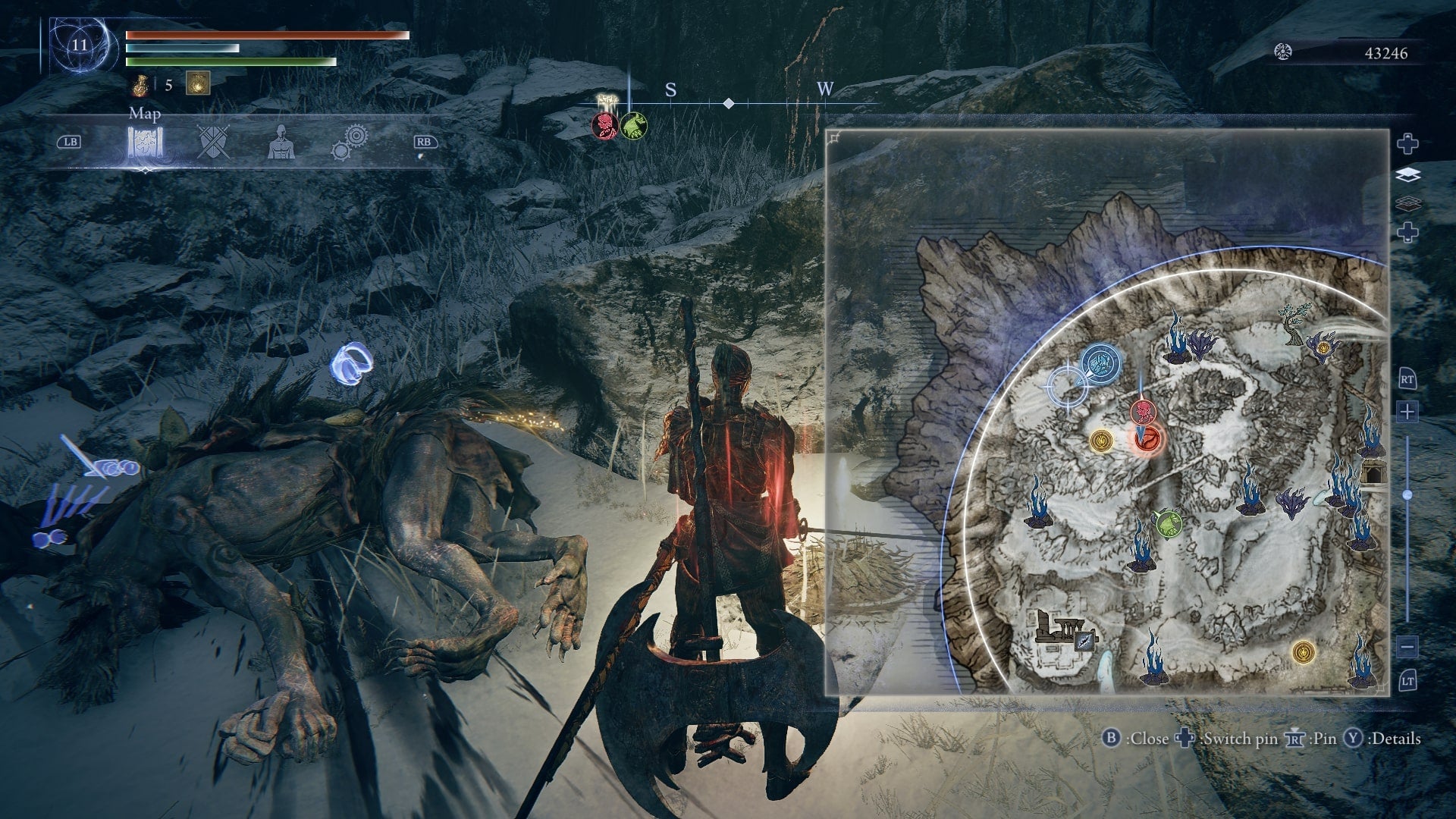 Executor can be seen looking at a red quest marker on the map of Limveld in Elden Ring: Nightreign