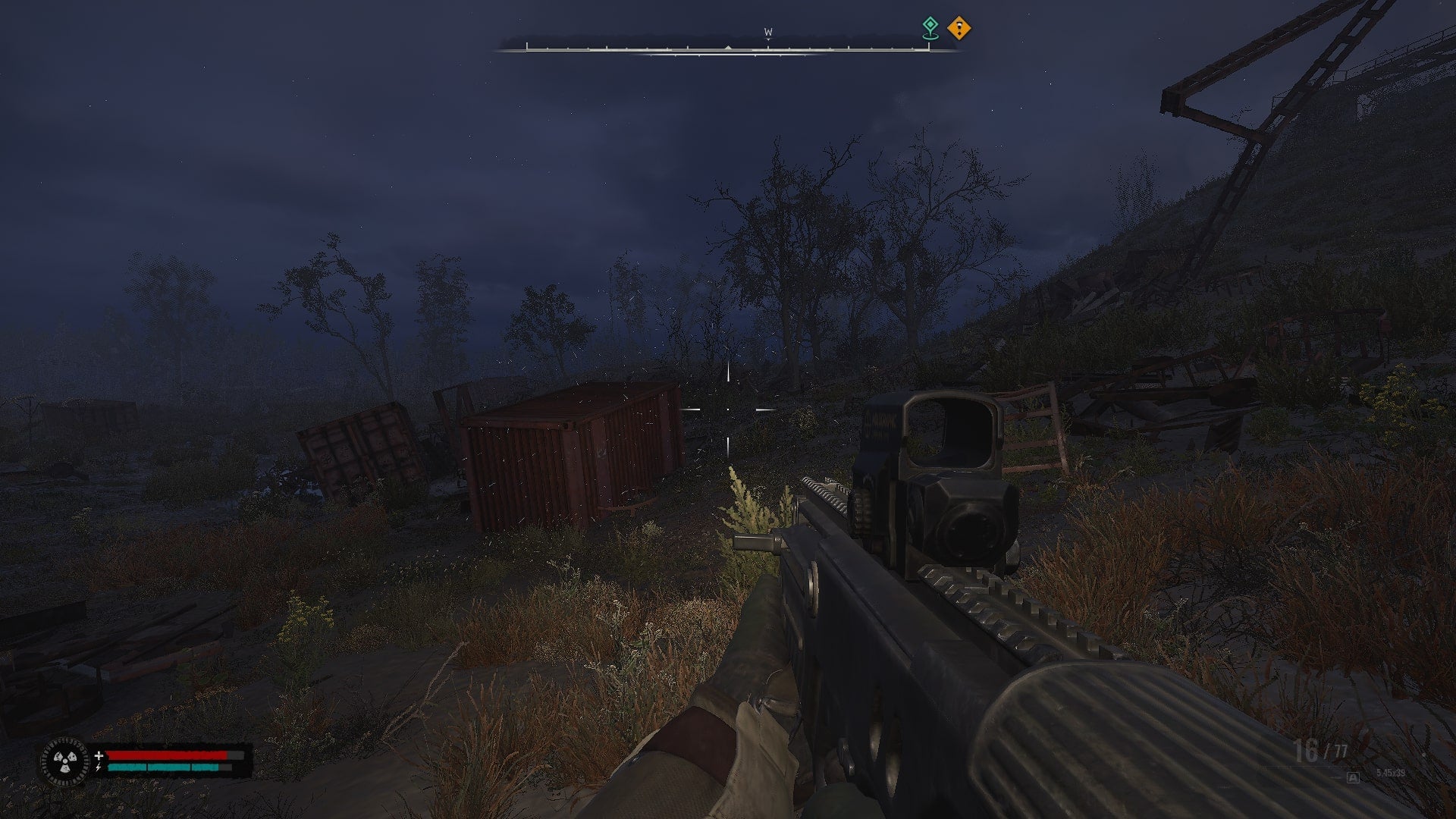 The player faces a glass shards anomaly in Stalker 2