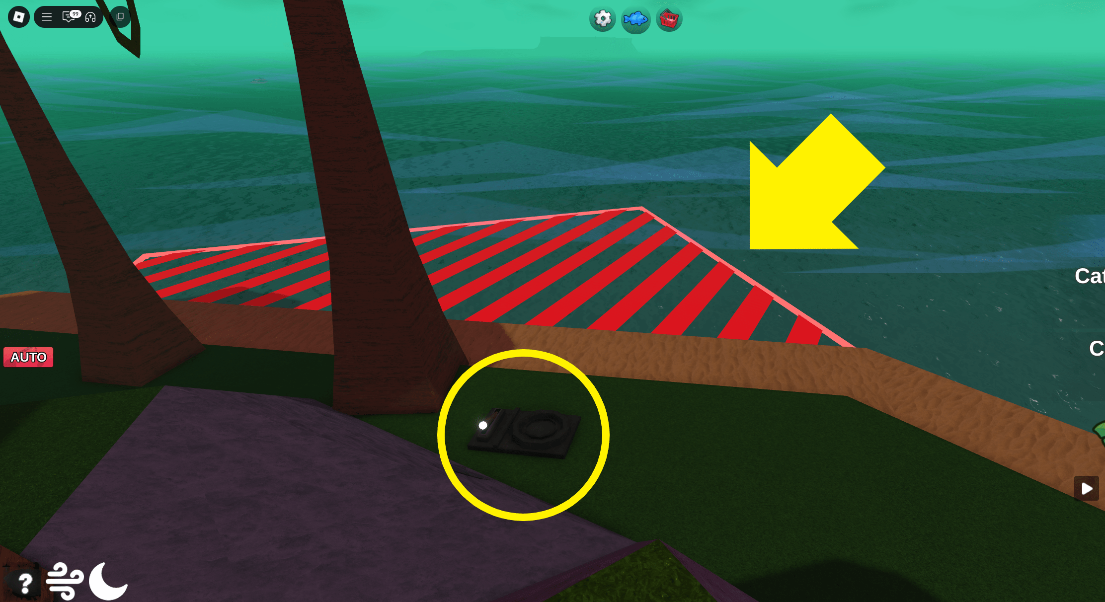A view of the hill next to the Arrow Artifact location in Fish It.