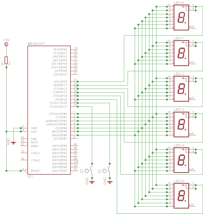 ATMega16 AVR Microcontroller Seven Segment Digital Clock - ATMega32 AVR