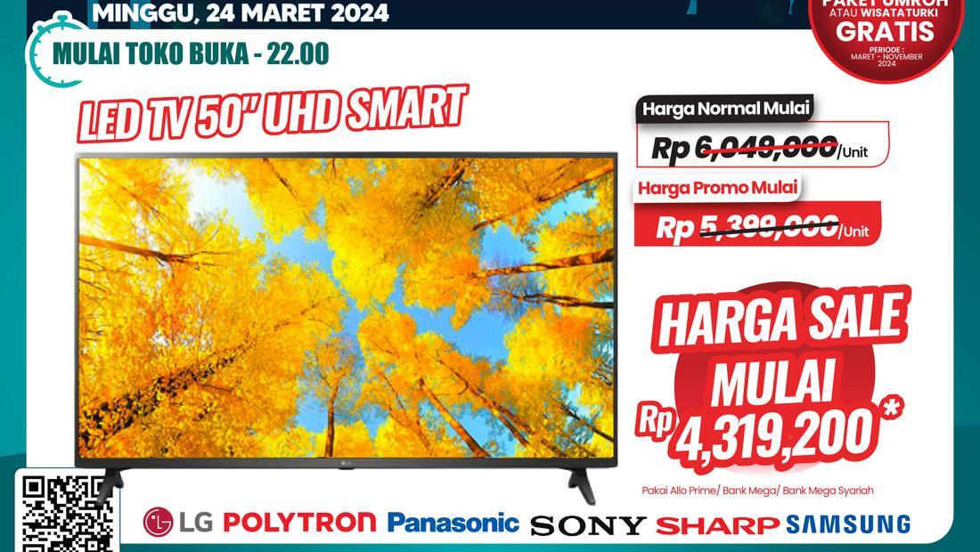 TV LED 50 UHD Smart TV Diskon Rp 1,7 Juta di Transmart Full Day Sale
