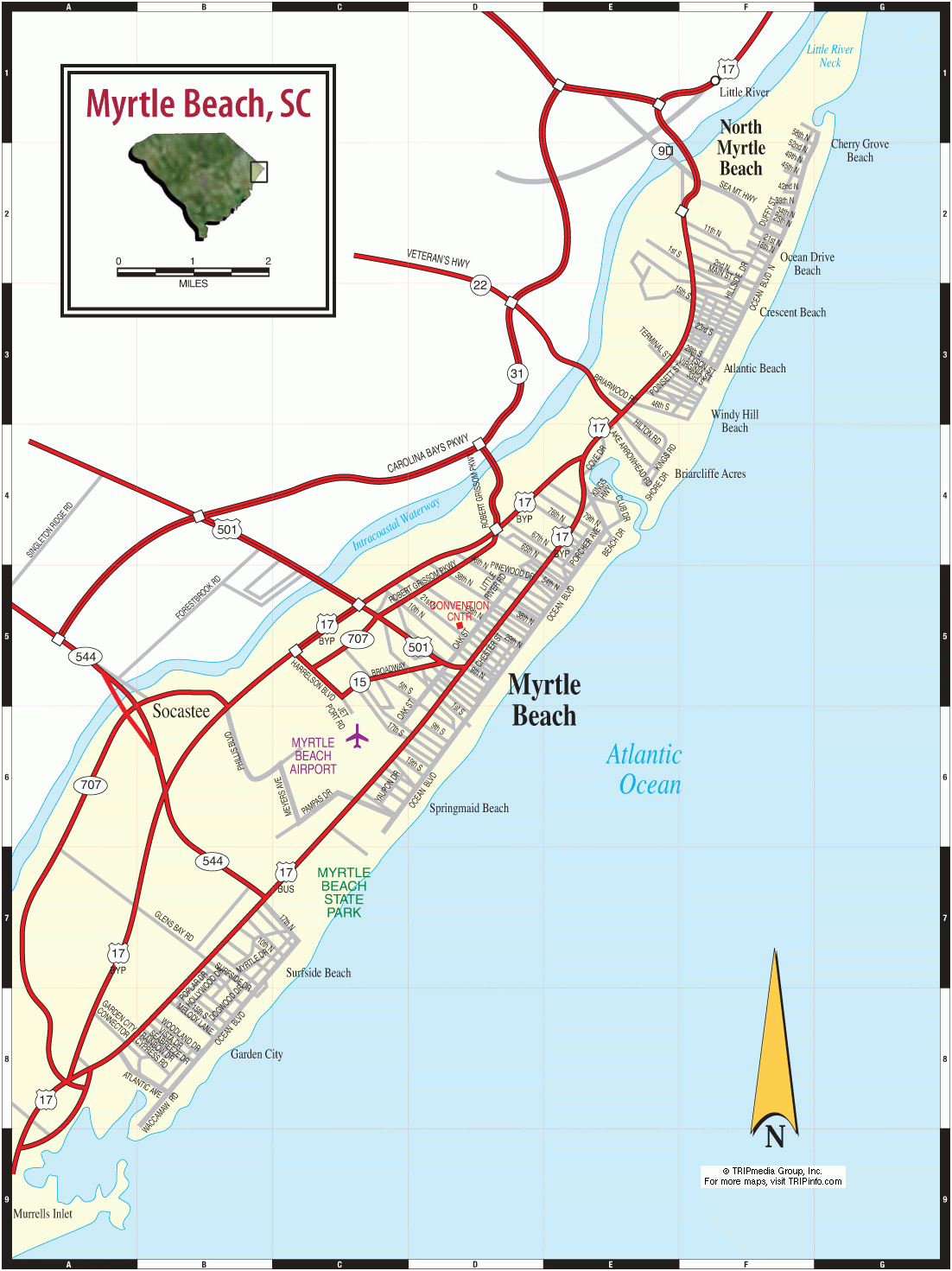 Map Of Myrtle Beach Area