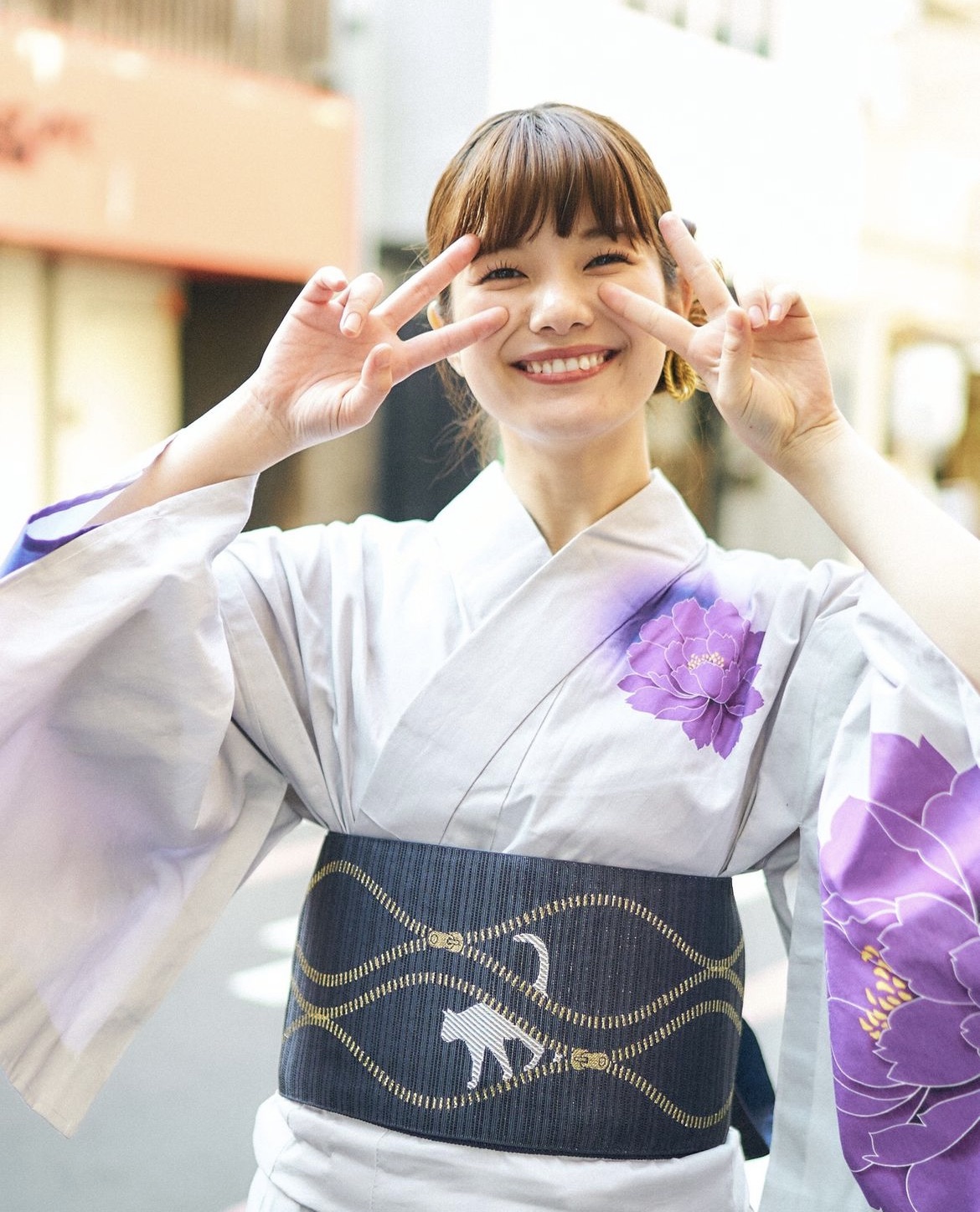 絵羽浴衣 半幅帯 猫 ジッパー 綾錦 | 帯ときもの やまぐち 洗練された上質な着物・振袖専門店