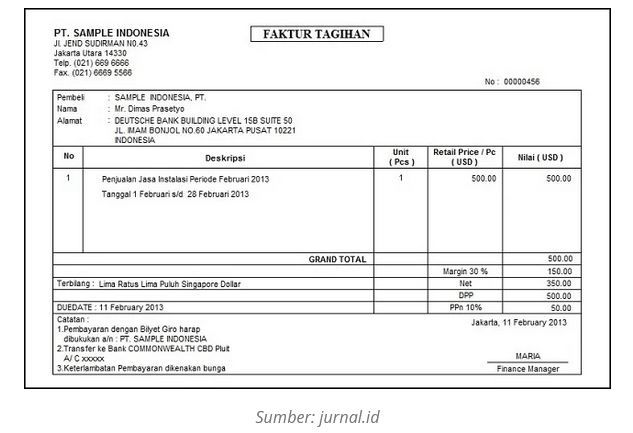 Contoh Invoice Tagihan | Fungsi Invoice dan Cara Membuat Invoice
