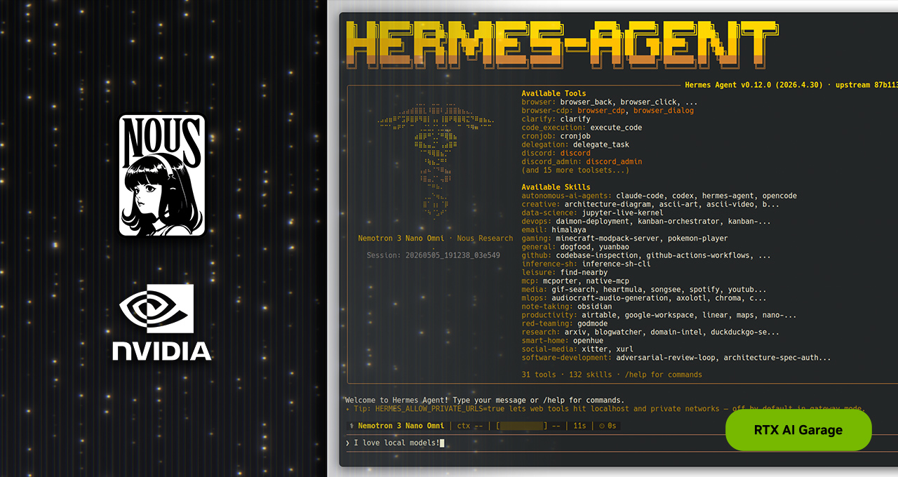 Hermes Unlocks Self-Improving AI Agents, Powered by NVIDIA RTX PCs and DGX Spark Hermes Unlocks Self-Improving AI Agents, Powered by NVIDIA RTX PCs and DGX Spark