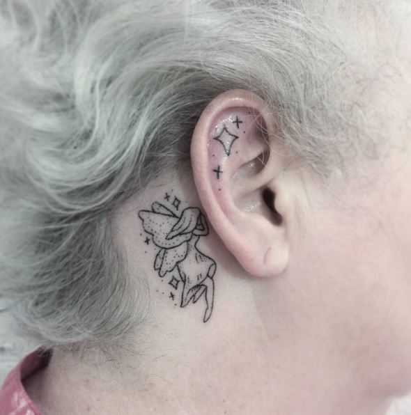 220 Awesome Ear Tattoo Designs With Meanings And Ideas - Body Art Guru 596_x_590_jpg
