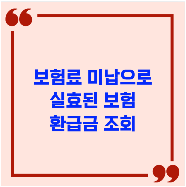 보험료 미납으로 실효된 보험 환급금 조회