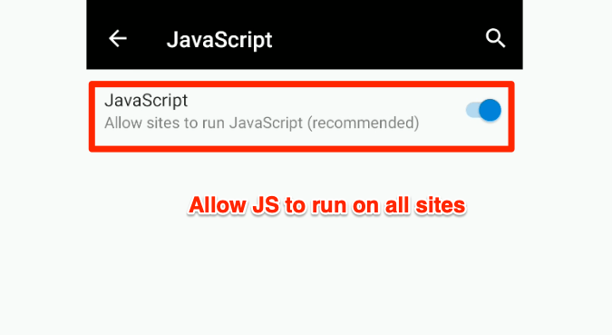 How to Allow or Block JavaScript Execution on Edge for Android?