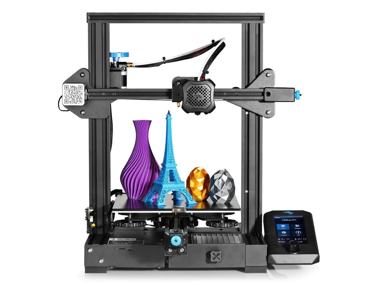 Creality Ender 3 V2 Upgraded Diy Fdm 3d Printer Integrated Structure Designe With Carborundum Glass Platform Silent Motherboard And Branded Power Supply 4 3 Inch Ui Color Lcd Carborundum Glass Bed Newegg Com
