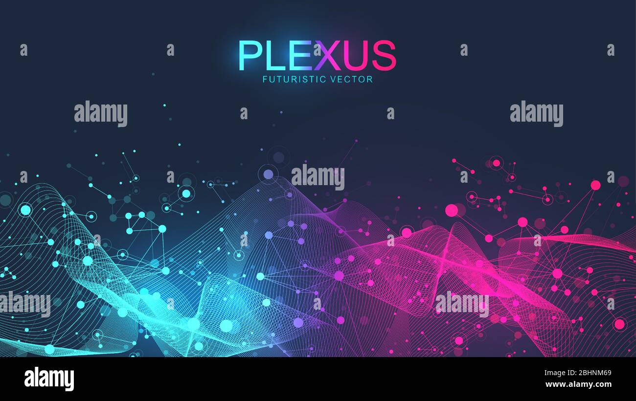 Abstract Scientific Background With Dynamic Particles Wave Flow Plexus Stream Background 3d Data Visualization With Fractal Elements Cyberpunk Stock Vector Image Art Alamy