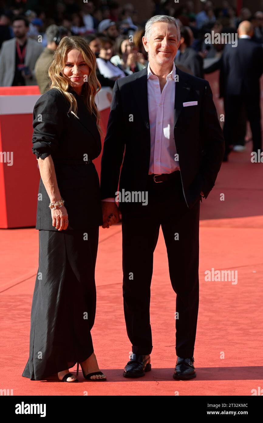 Rome, Italy. 22nd Oct, 2023. Milena Martelli (l) and Massimiliano Pani (r)  attend the red carpet for the docu film Io Noi e Gaber at Rome Film fest  2023 at Auditorium Parco