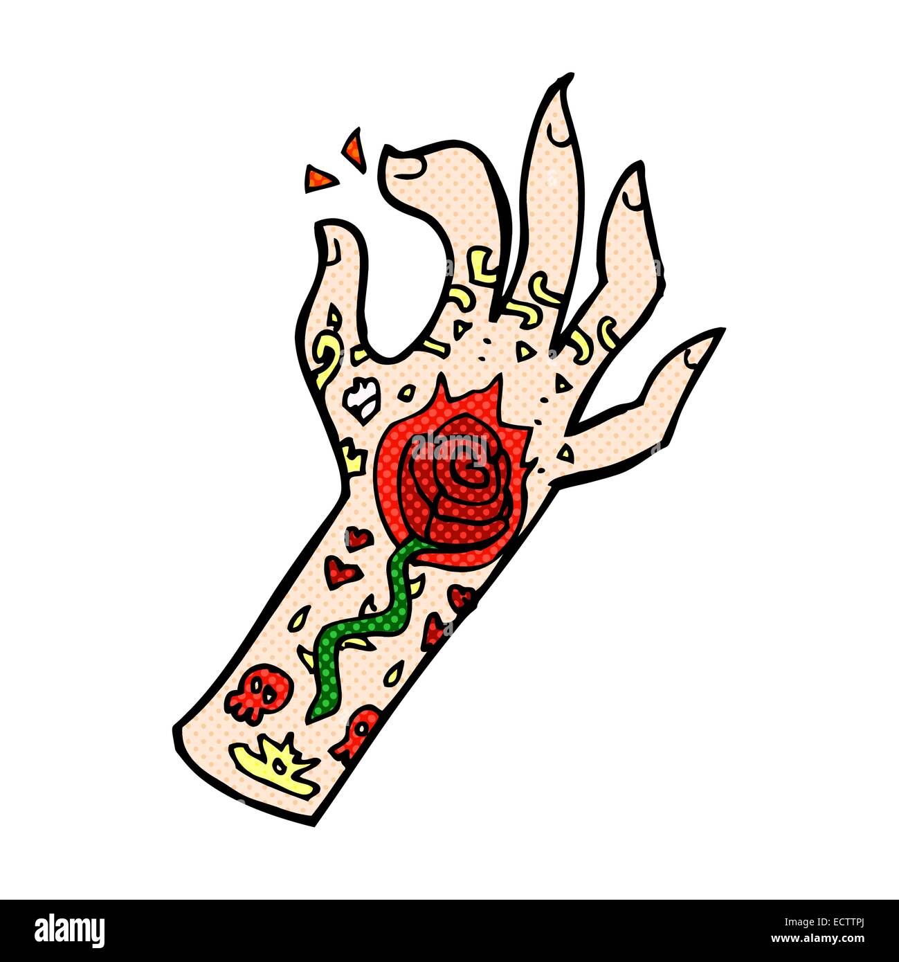 Retro Comic Book Style Cartoon Tattoo Hand Stock Vector Image & Art - Alamy 1390_x_1299_jpg