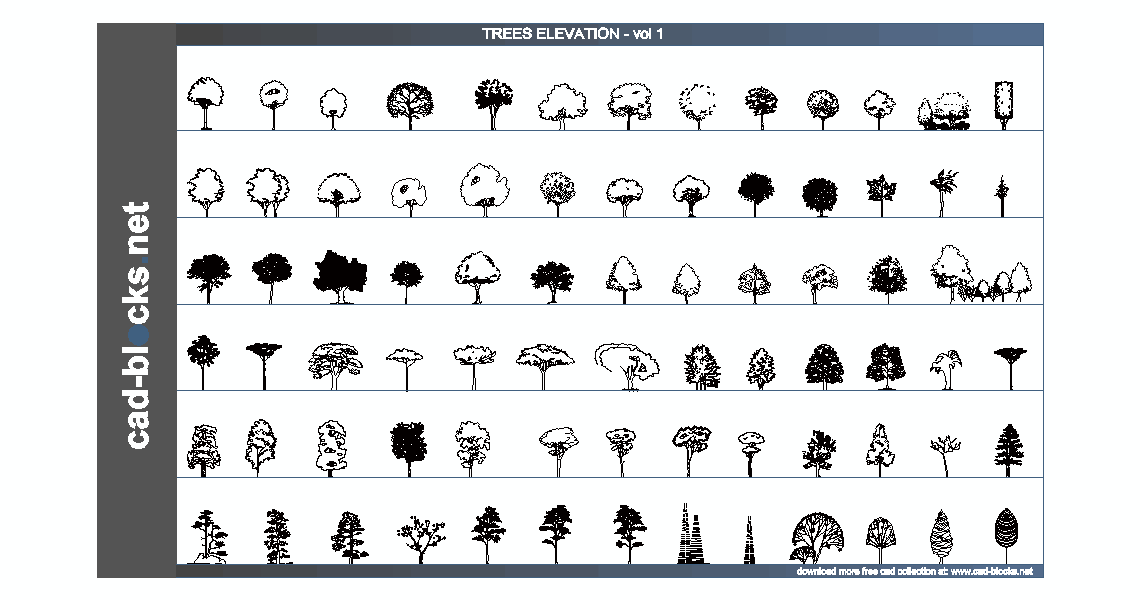 Vegetation Cad Blocks Trees In Elevation View