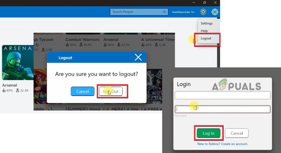 Relogin to Roblox Account