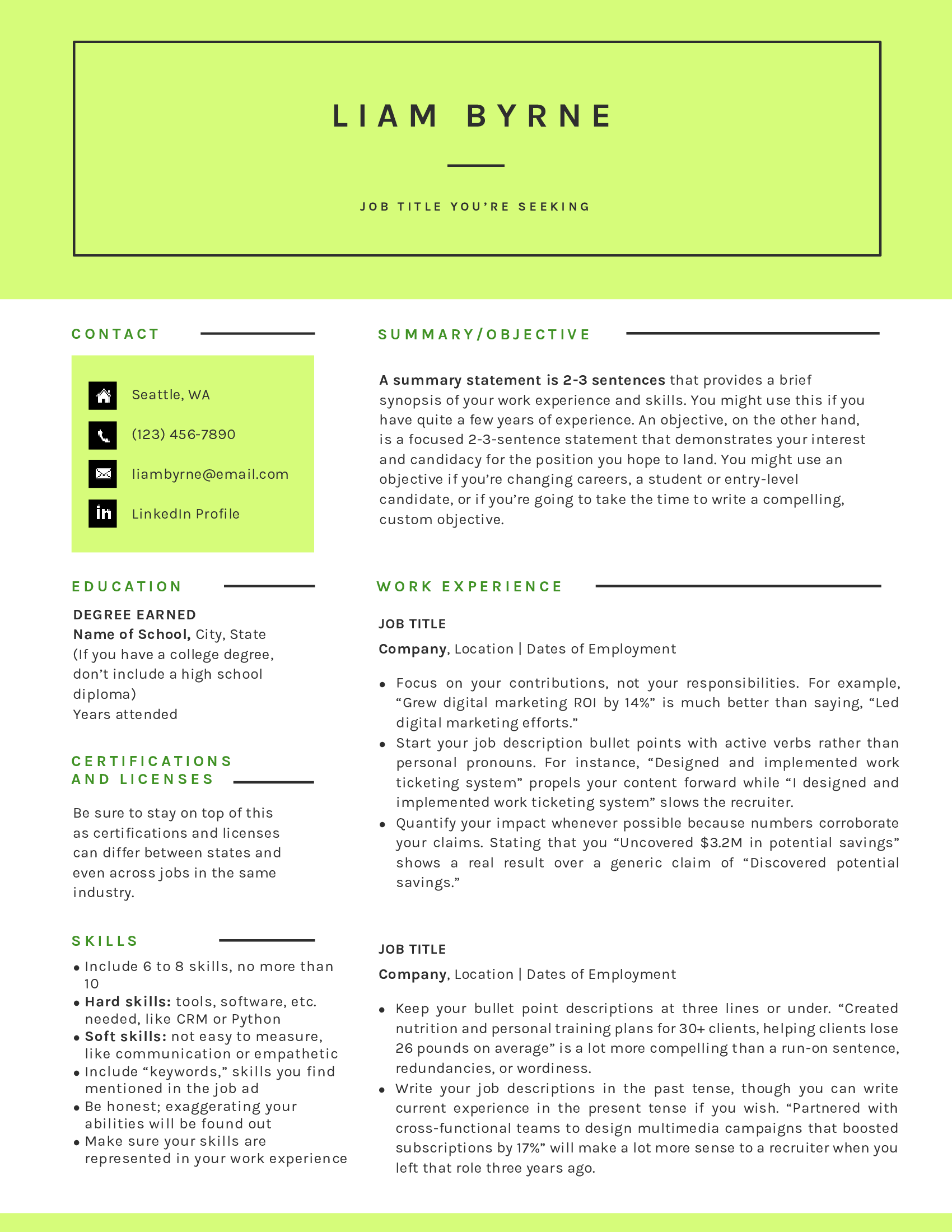 Free Modern Resume Templates For Word