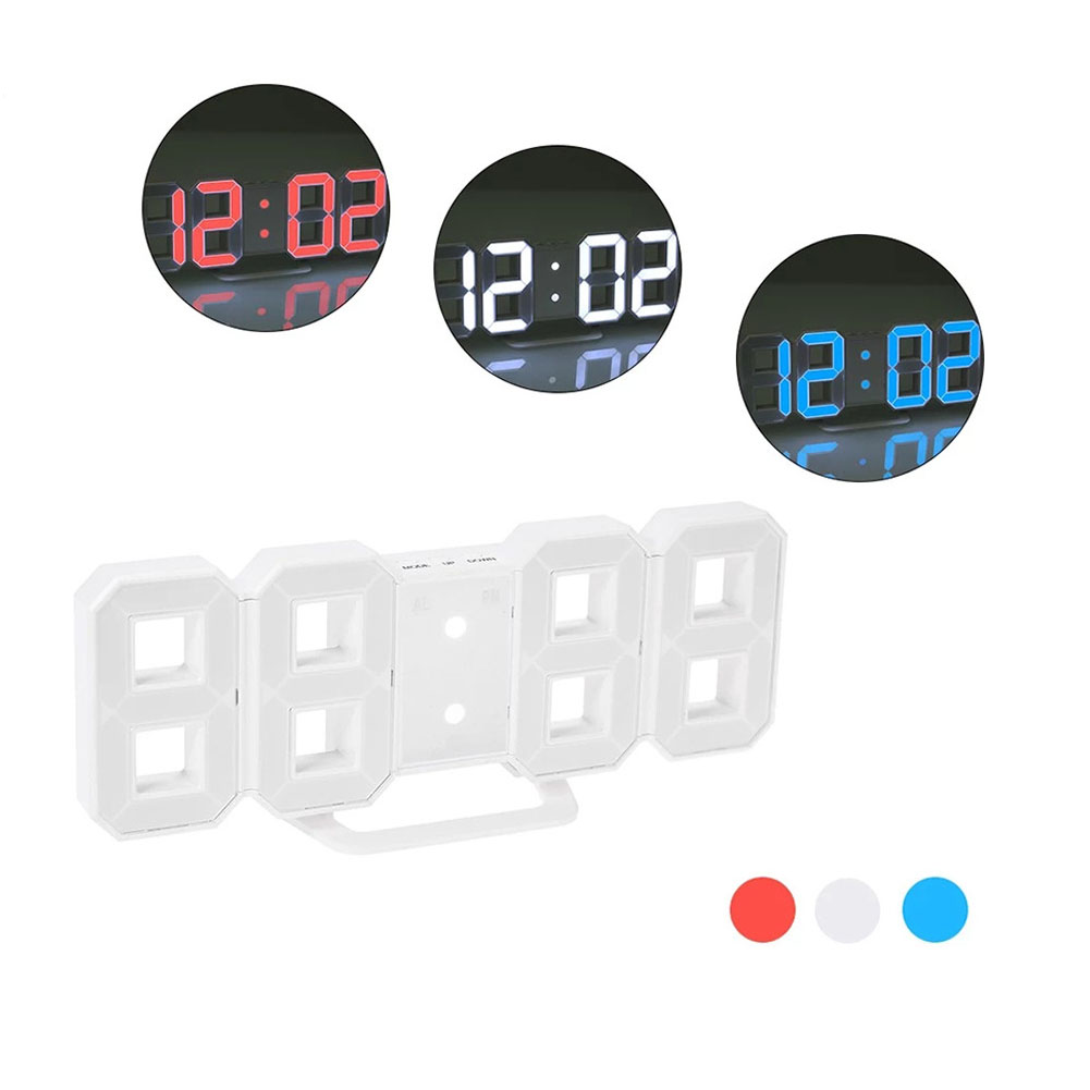 Wholesale Led Wall Clock Alarm Clock Digital 3d Living Room Explosion Models Electronic Clock White Shell Blue White Red Three Colors From China