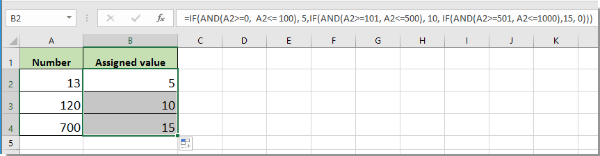 Bagaimana cara menetapkan nilai atau kategori berdasarkan rentang angka di  Excel?