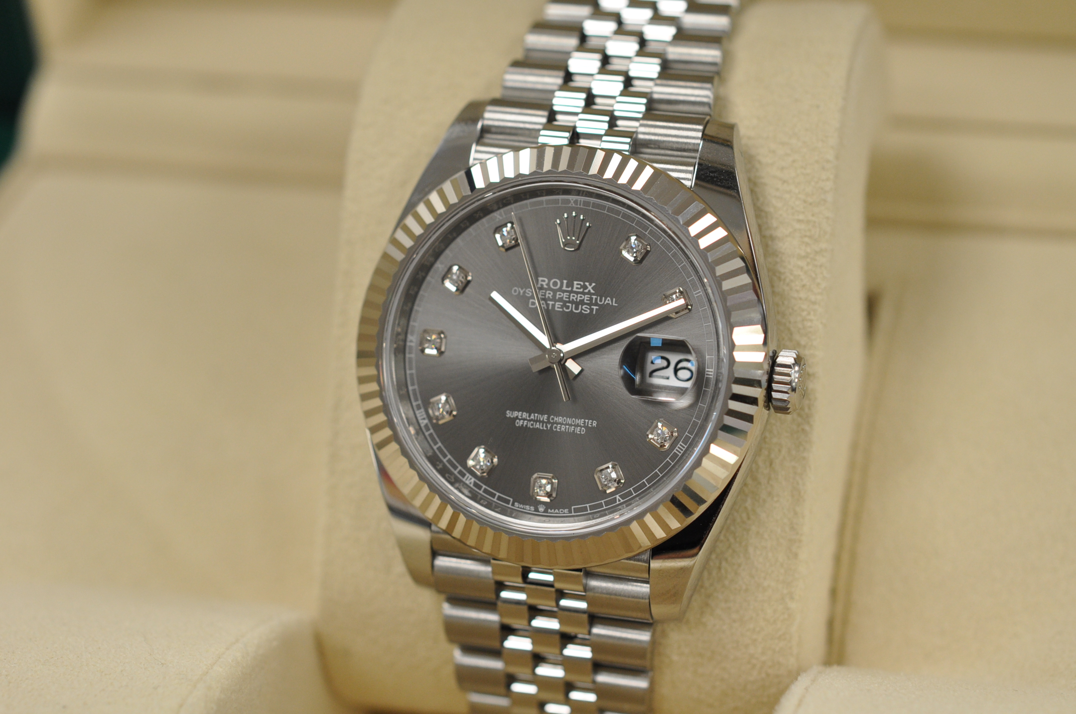 Rolex New 2020 Datejust 41 Rhodium Diamond Dial Hackett Watches