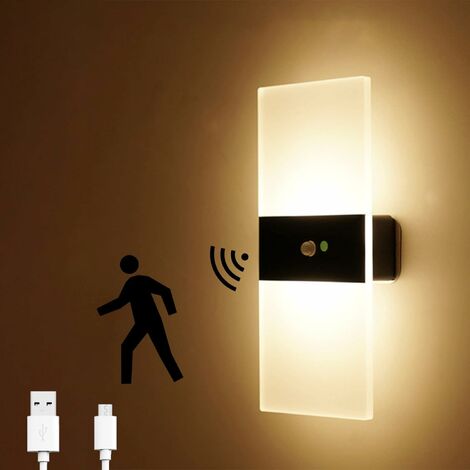 Led Sensor Wall Light Usb Rechargeable Battery Powered Wireless With Motion Indoor Lights Auto On Off Bedside For Bedroom Living Room Black 3000k Denuotop Motion Sensor Indoor Wall Lights