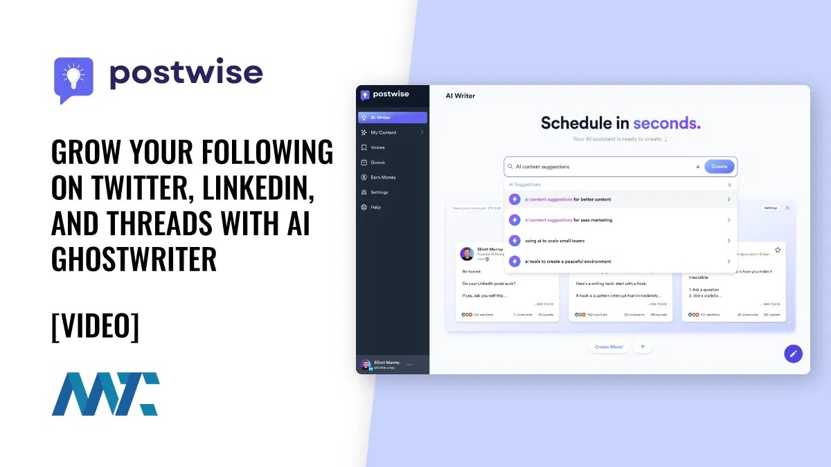 Postwise: développez votre suivi sur Twitter, LinkedIn et Threads avec AI Ghostwriter