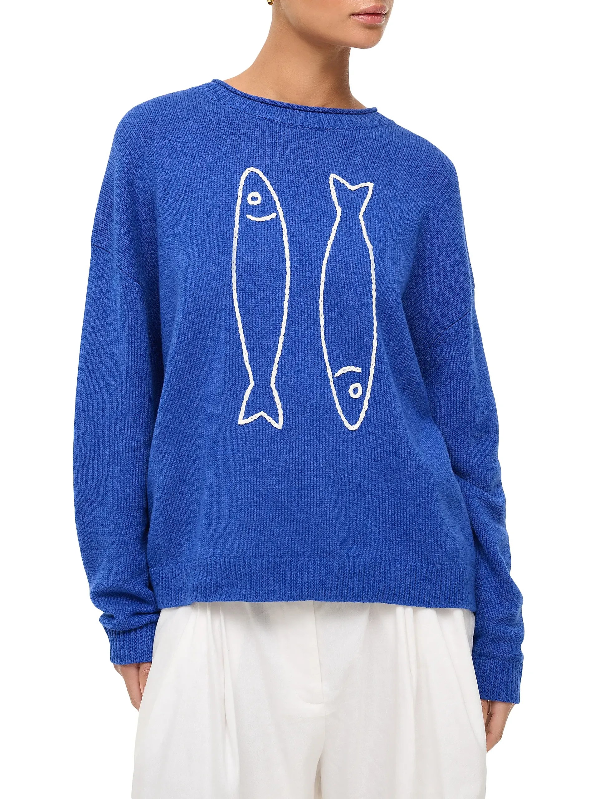 Giada Fish-Print Crewneck Sweater