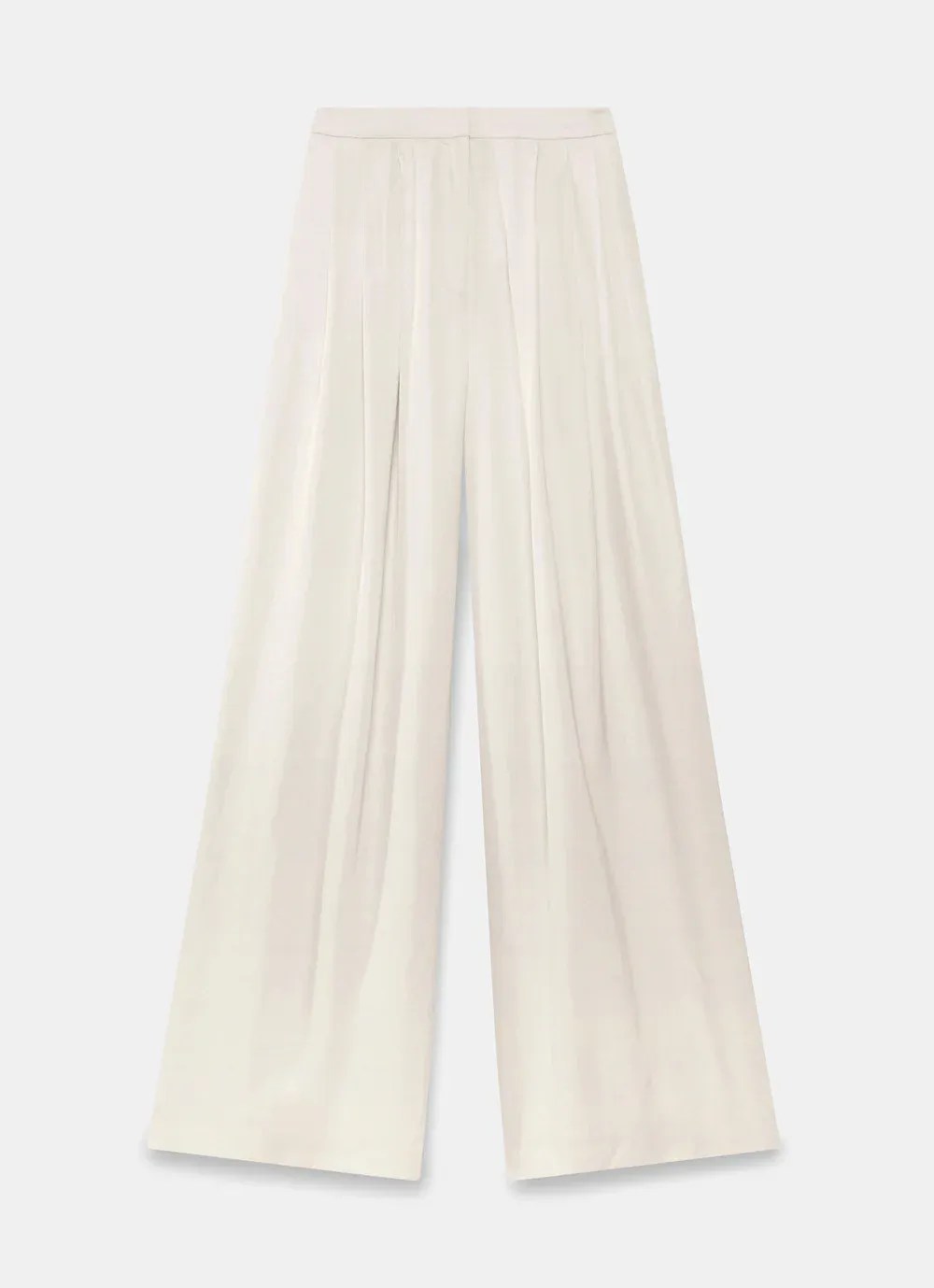 Cream Pleated Wide Trousers