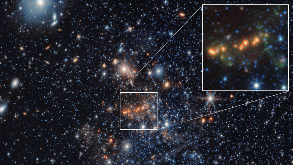 La galaxia enana Sextans A observada por el Telescopio Espacial James Webb.