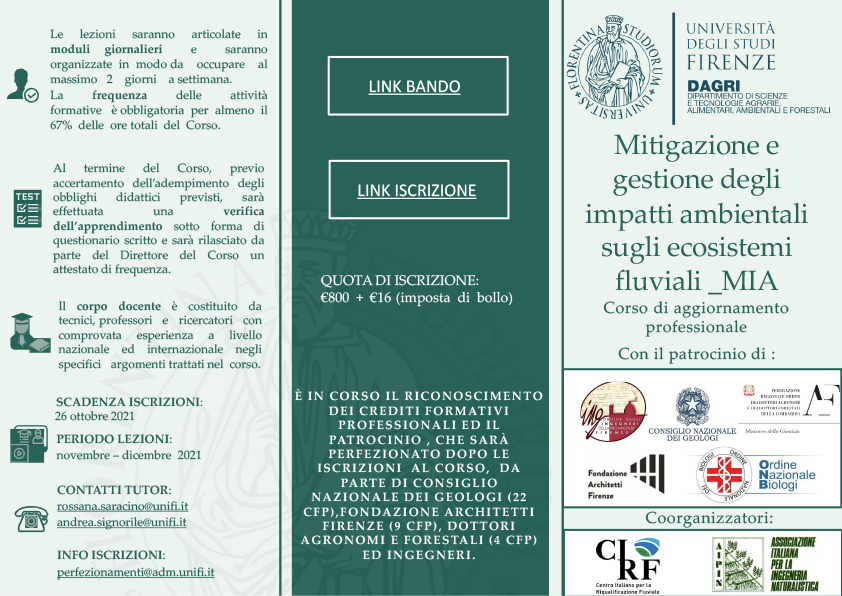 Corso Di Aggiornamento “Mitigazione E Gestione Degli Impatti Ambientali Sugli Ecosistemi Fluviali_Mia” All'università Di Firenze - Ordine Nazionale Dei Biologi 596_x_842_jpg