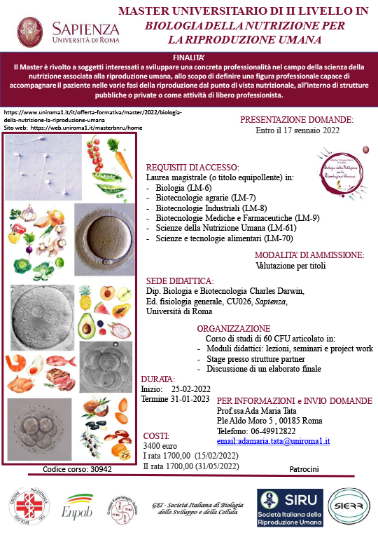 Master Universitario Di Ii Livello In “Biologia Della Nutrizione Per La Riproduzione Umana” All'università Di Roma “Sapienza” - Ordine Nazionale Dei Biologi 780_x_540_jpg