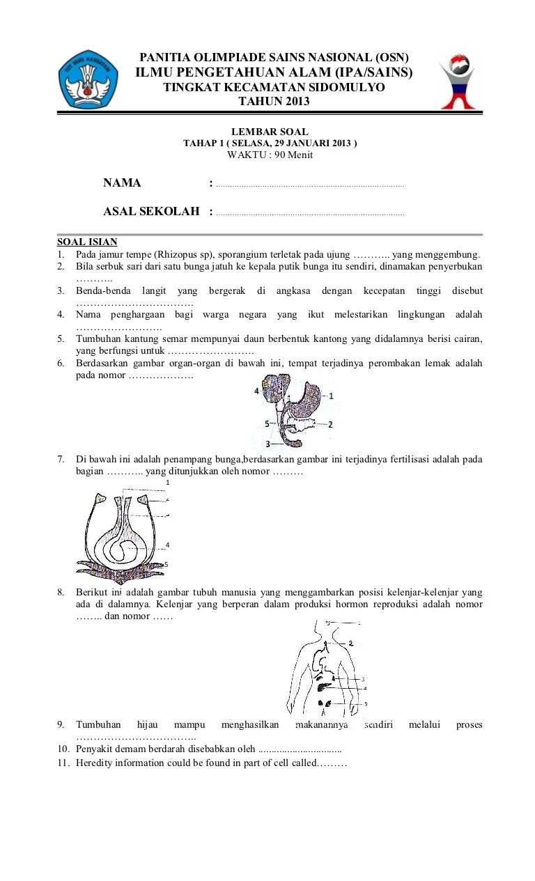 Soal osn ipa tahap 1 sidomulyo