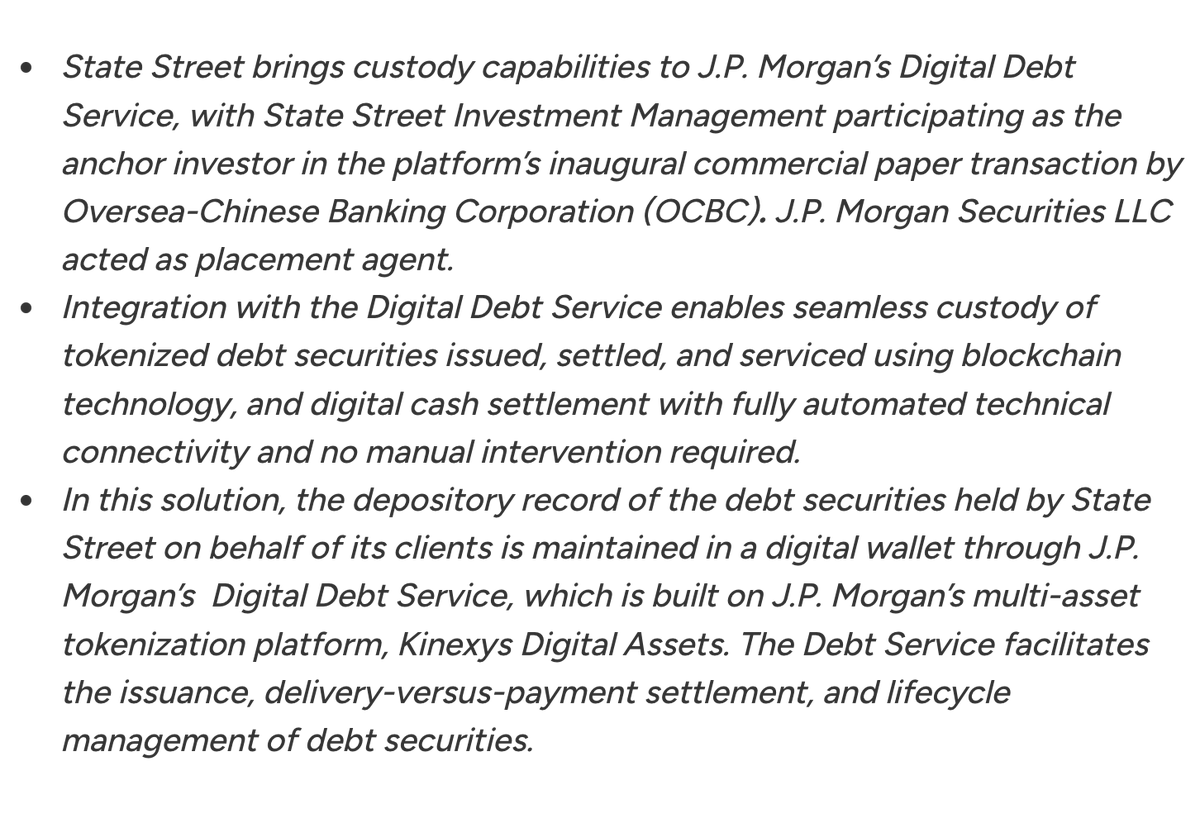 State Street Joins JPMorgan Digital Debt Platform as First External Custodian