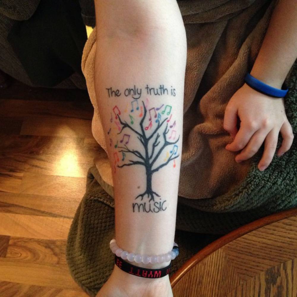 Forearm Tattoo Saying "The Only Truth Is Music" 1000_x_1000_jpg