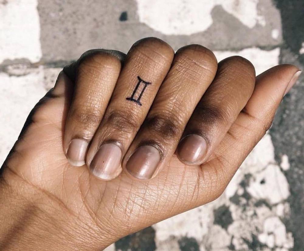 Gemini Zodiac Symbol Tattoo On The Ring Finger. 827_x_1000_jpg
