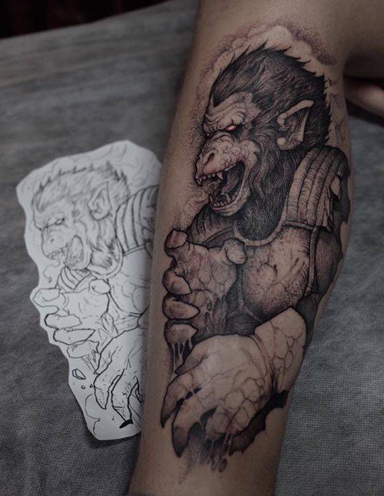 Great Ape Vegeta Tattoo On The Left Calf. 720_x_558_jpg
