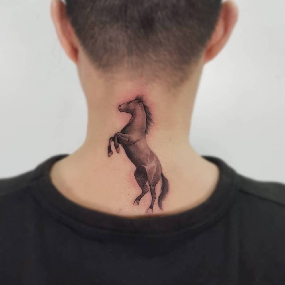 Horse Tattoo On The Back Of The Neck. 1000_x_1000_jpg