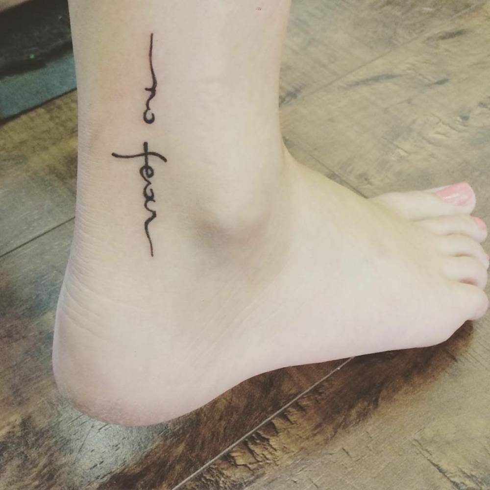 Ankle Tattoo Saying "No Fear". 1000_x_1000_jpg