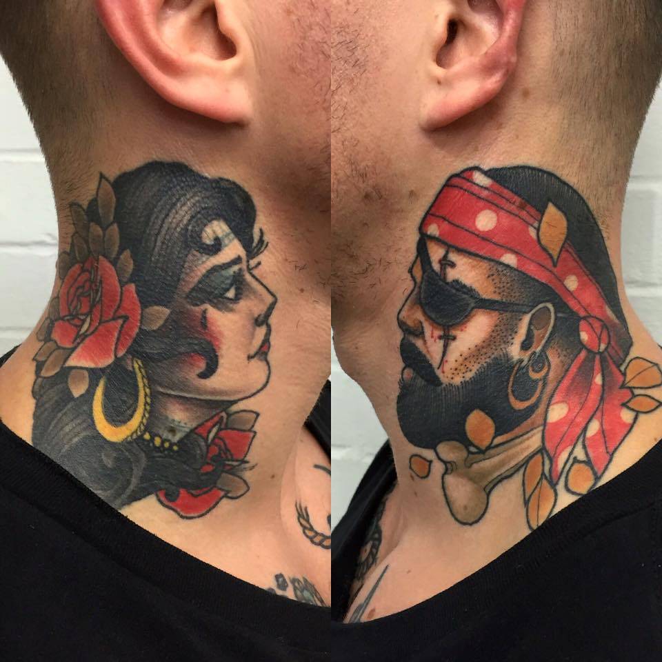 Neotraditional Pirates On Both Sides Of The Neck. 960_x_960_jpg
