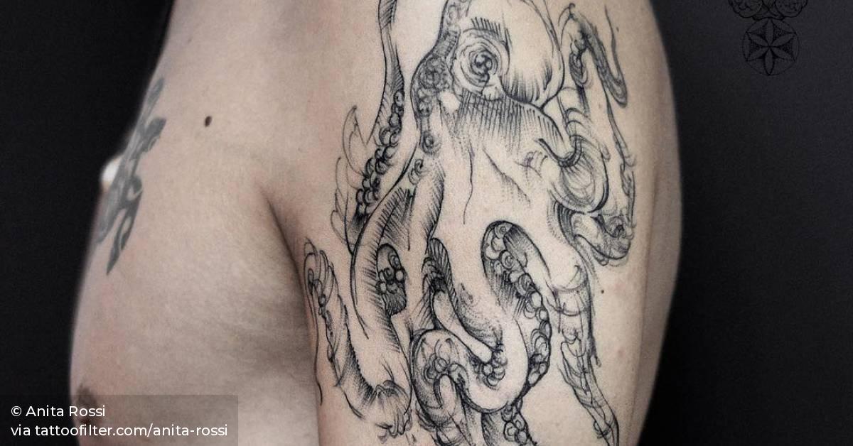 Sketch Work Octopus Tattoo On The Left Upper Arm. 628_x_1200_jpg