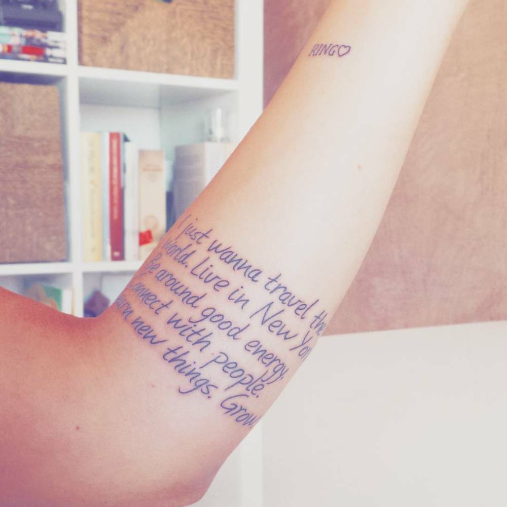 Forearm Tattoo Saying "I Just Wanna Travel The World. 1000_x_1000_jpg