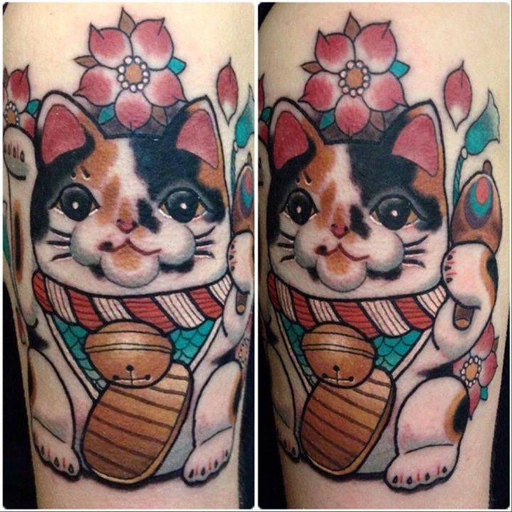 Neotraditional Maneki Neko Tattoo. 720_x_720_jpg