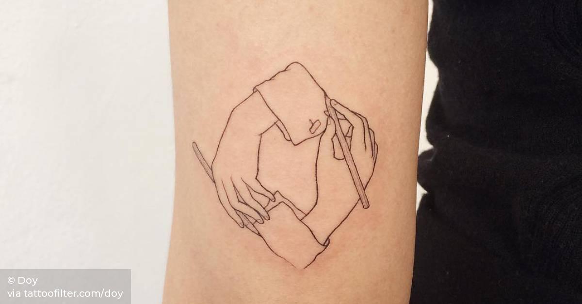 M. C. Escher Inspired Tattoo On The Back Of The Left 628_x_1200_jpg