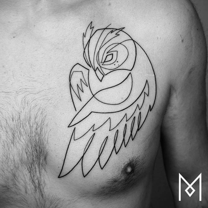 Continuous Line Owl Tattoo On The Left Side Of The 720_x_720_jpg