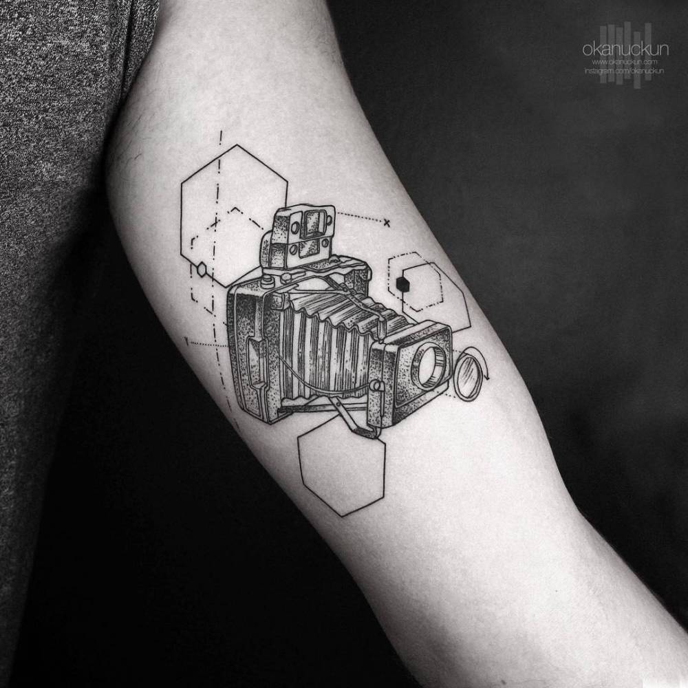 Vintage Camera Tattoo On The Left Inner Arm. 1000_x_1000_jpg